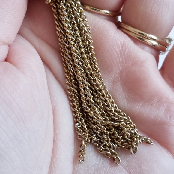 Vintage pendant chain tassel gold tone metal - Picture 3 of 7